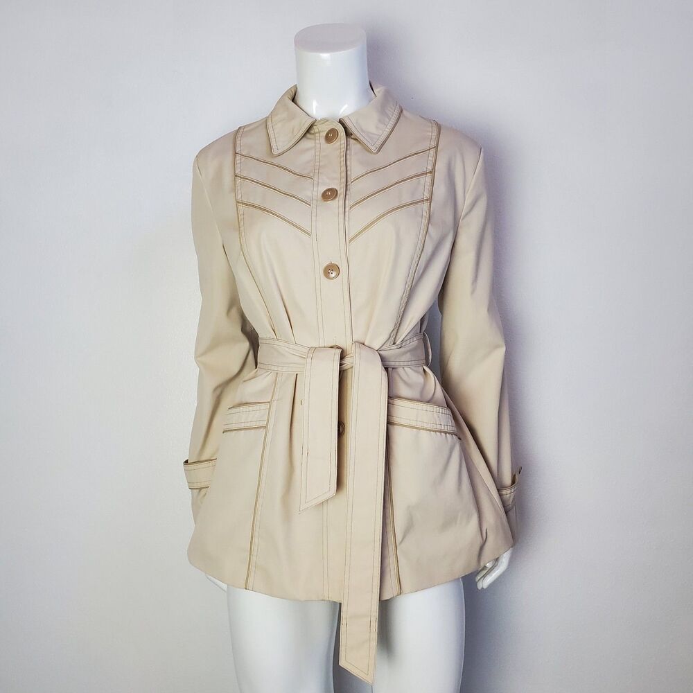 Vintage 70s/80s Check Point Beige Short Trench Coat